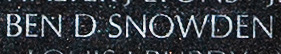 Engraved name on The Wall of Master Sergeant Ben D. Snowden, U.S. Army Special Forces